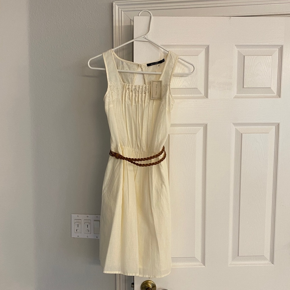 Off White A-Line Dress in Off White and Keyhole Back